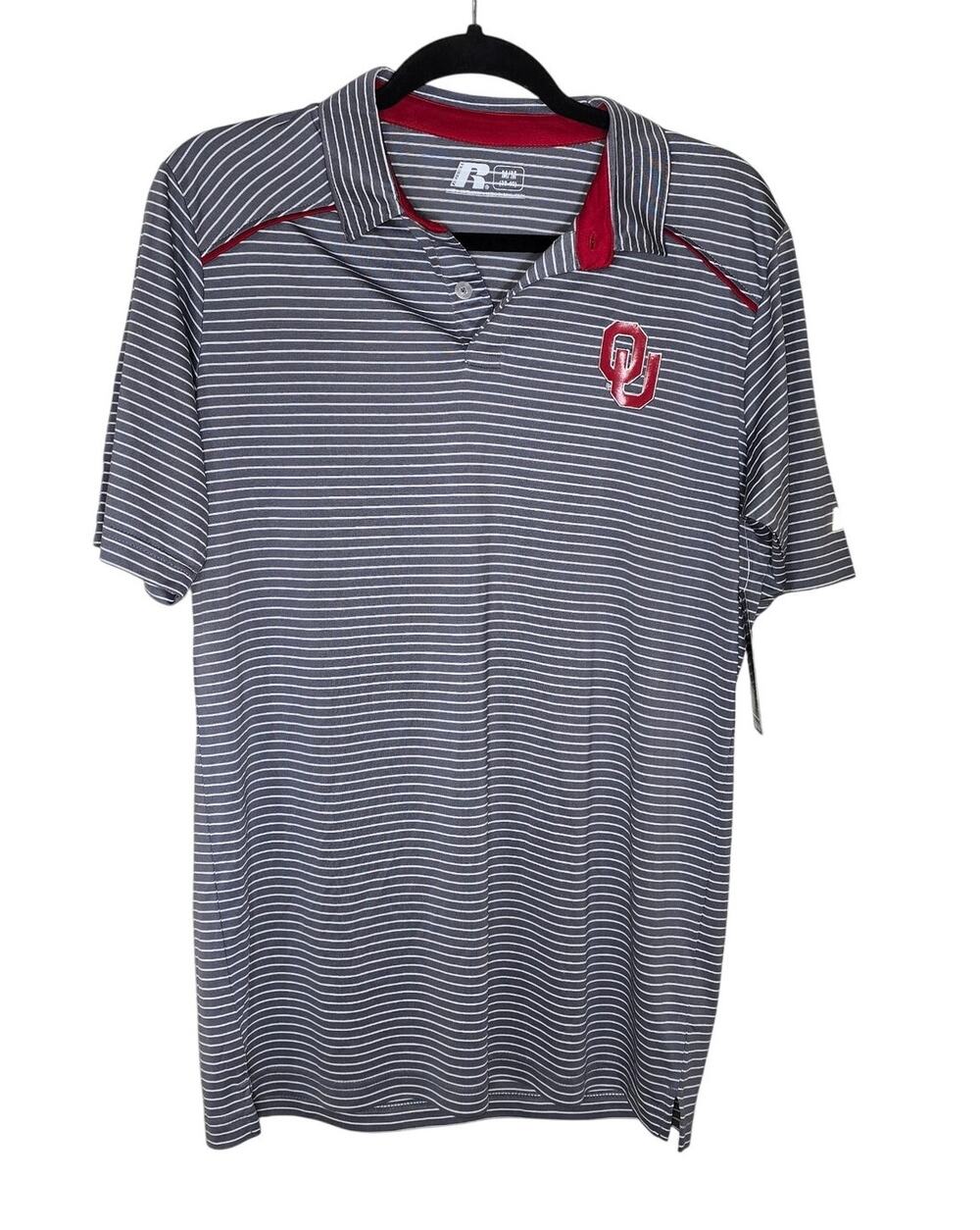 NWT Russell OU Sooners Oklahoma Sooners Mens Medium Polo 3 Button Lightweight